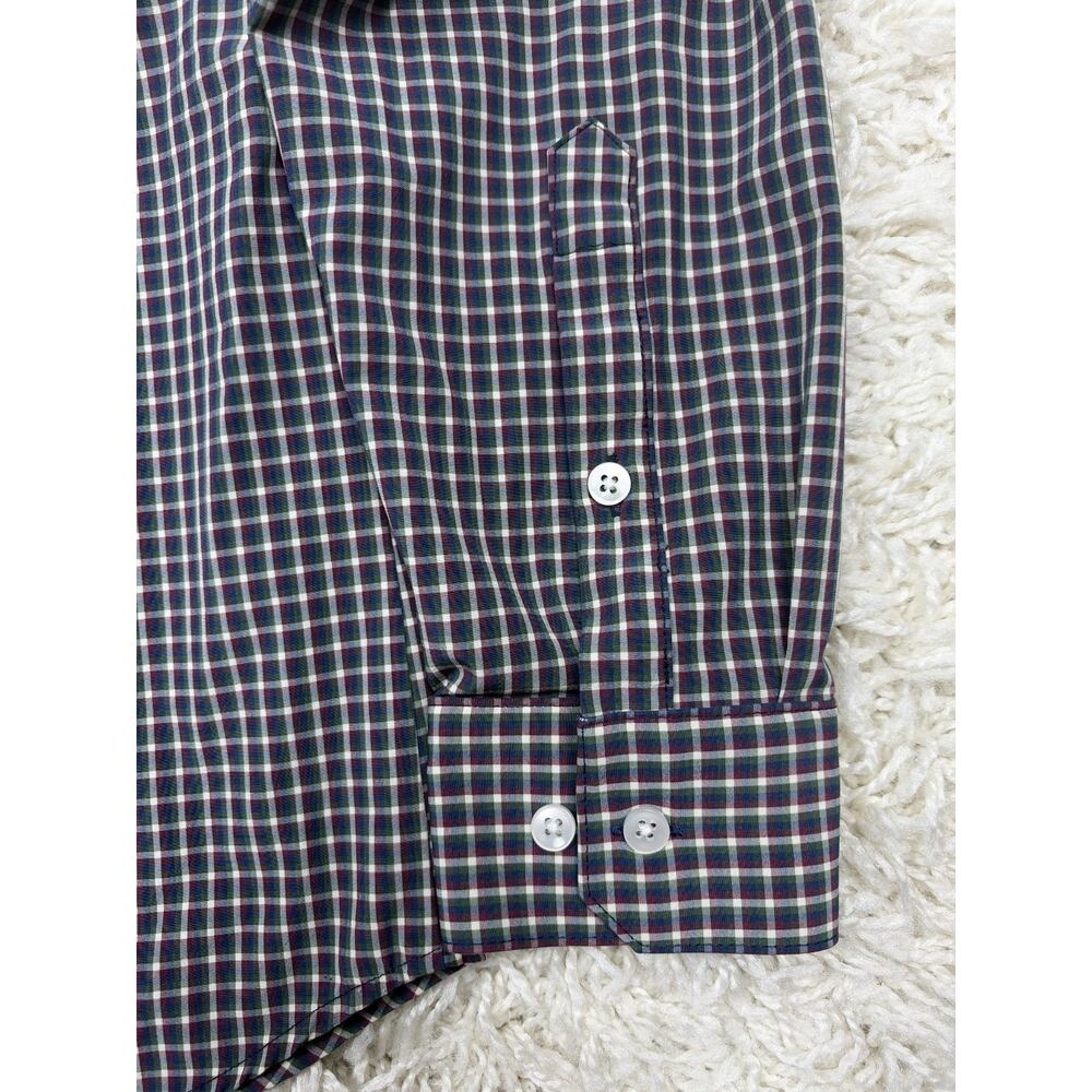Mizzen+Main Leeward Dress Shirt Mens Large Standard Fit Navy Plaid Check Stretch - Picture 8 of 11